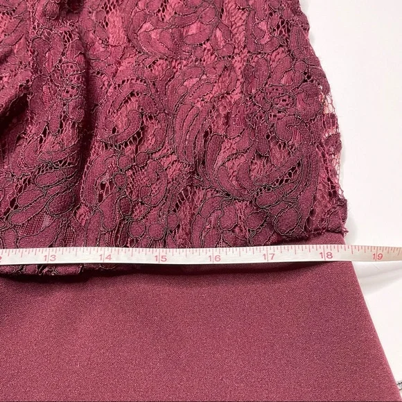 Adrianna Papell Burgundy Lace Long Sleeve Jumpsuit - Picture 8 of 13